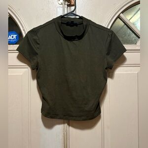 Delirious Olive Green Short Sleeve Mock Neck Tee
